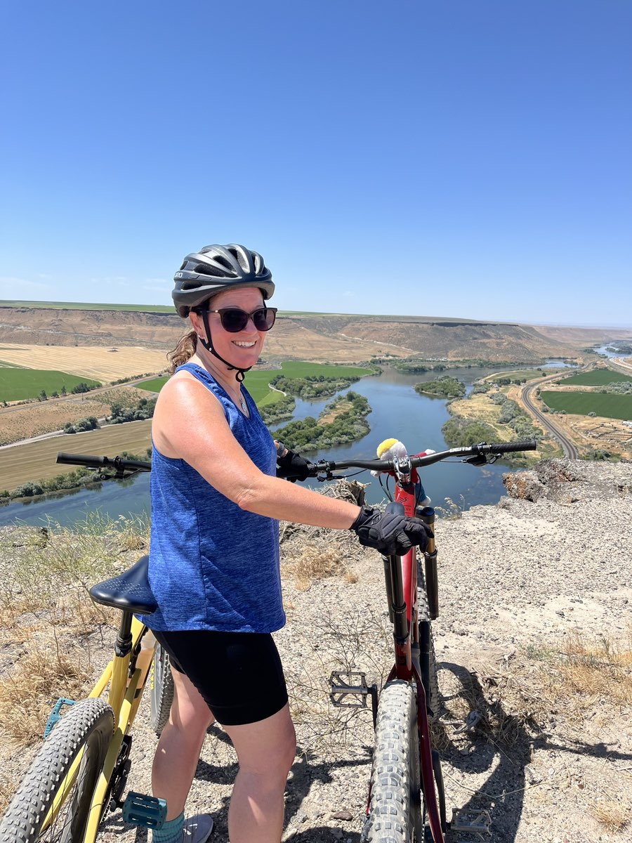 Gina on her mountain bike