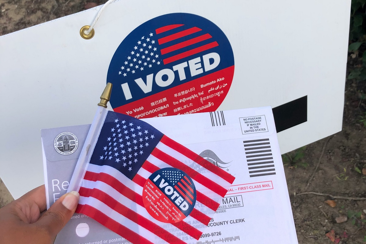 I voted stickers and US flag